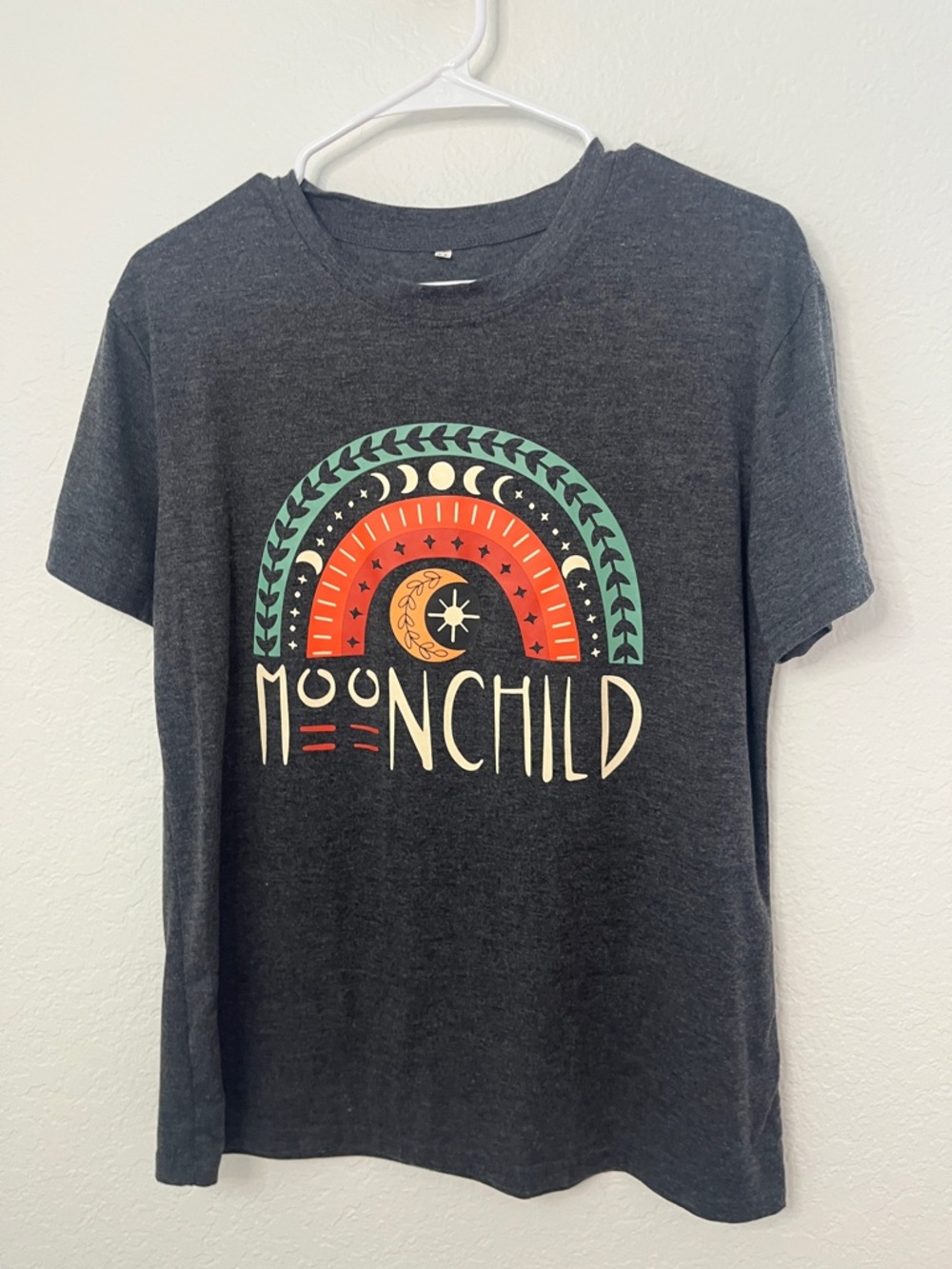Amazon Moonchild Graphic Tee - Charcoal with Red, Cream, Green